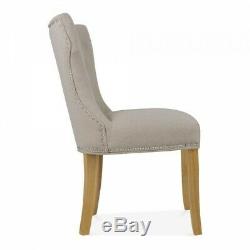 6 Cream Chairs, Regent Button Back Dining Chairs, Wool Upholstered