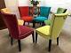 6 Dining Chairs Newly Upholstered In Multicoloured Velve
