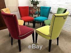 6 Dining Chairs newly upholstered in Multicoloured Velve