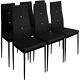 6 Dining Room Chairs High-back Set Upholstered Kitchen Home Modern Seat Black