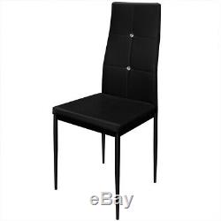 6 Dining Room Chairs High-Back Set Upholstered Kitchen Home Modern Seat Black