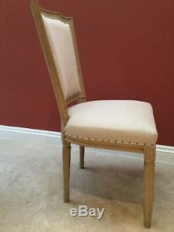 6 EATON Oak French Style Dining Chairs LINEN Fabric Upholstered RRP £1390 HANTS