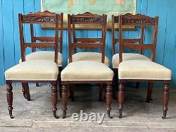 6 Edwardian Mahogany Carved Antique Dining Chairs For Reupolstry DELIVERY