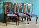 6 Edwardian Mahogany Queen Anne Style Dining Chairs Blue Floral Delivery