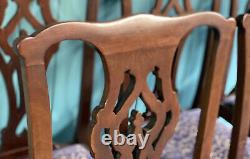 6 Edwardian Mahogany Queen Anne Style Dining Chairs Blue Floral DELIVERY