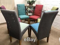 6 G plan Dining Chairs Newly Upholstered In Multicoloured tweeted Fabric