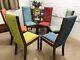 6 John Lewis Dining Chairs Newly Upholstered In Multicoloured Water Clean Fabric