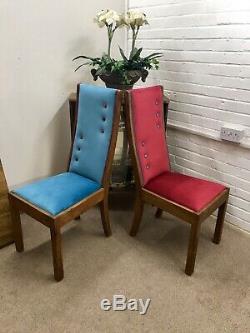 6 John Lewis Dining Chairs And TableNewly Upholstered In Multicoloured Velvet