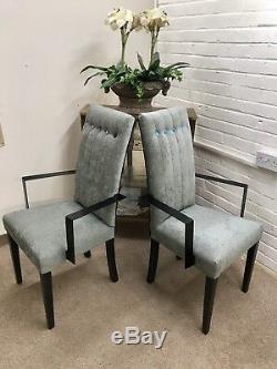 6 John Lewis Dining Chairs newly upholstered in Luxury Velvet Included2 carvers