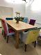 6 John Lewis Dining Chairs And Table(newly Upholstered In Multicoloured Velvet)