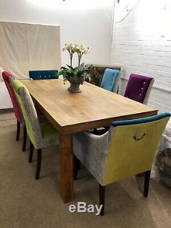 6 John Lewis Dining chairs and Table(Newly Upholstered in Multicoloured velvet)