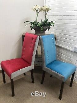 6 John Lewis Dining chairs and Table(Newly Upholstered in Multicoloured velvet)