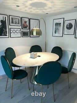 6 Le Rond, Made. Com style green upholstered velvet dining chairs
