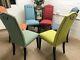 6 Multiyork Dining Chairs Newly Upholstered In Multicoloured Tweeted Fabric