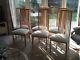 6 Solid Light Oak Dining Chairs With Upholstered Oyster Seat & Spindle Back