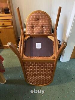 6 Sutcliffe Trafalgar Droxford Teak Round Back Upholstered Dining Chairs. Solid