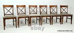 6 Vintage Cross Back Dining Chairs Newly Upholstered Seats FREE UK Delivery