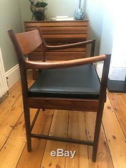6 Vintage Rosewood Dining Chairs (2 carvers) re-upholstered in leather