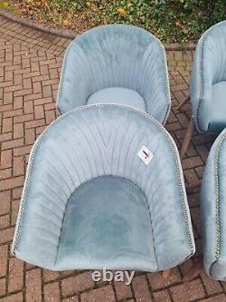 6 X Brand New Velvet Duck Egg Blue Tub Chairs rrp £155 each Ex Show Room
