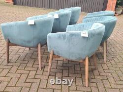 6 X Brand New Velvet Duck Egg Blue Tub Chairs rrp £155 each Ex Show Room