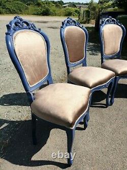 6 italian blue and gold Dining chairs