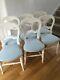 6 Newly Upholstered Blue/white Dining Chairs