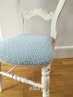 6 newly upholstered blue/white dining chairs