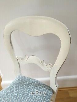 6 newly upholstered blue/white dining chairs