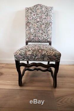 6 vintage french wooden upholstered chairs