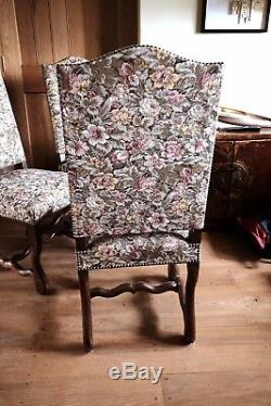 6 vintage french wooden upholstered chairs