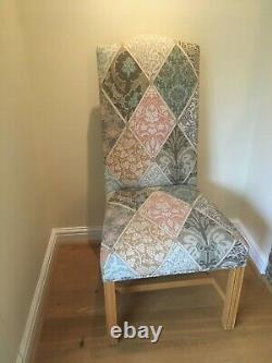 6 x High Back Upholstered Dining Chairs. Solid hard wood frames. Good condition