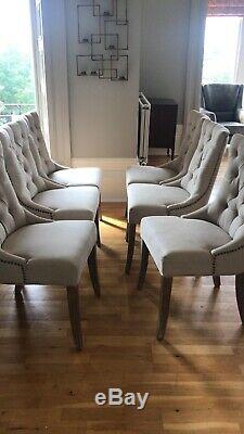 6 x Peppermill Interior Versailles Fabric Upholstered Dining Chairs in Stone
