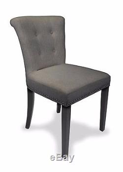 6 x Regal Sandringham Grey Linen Style Upholstered Dining Chair set of 6