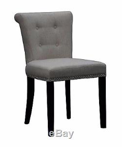 6 x Regal Sandringham Grey Linen Style Upholstered Dining Chair set of 6