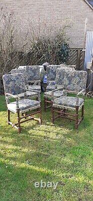 6 x vintage Upholstered Dining Chairs (french style) 2 carvers + 4 chairs