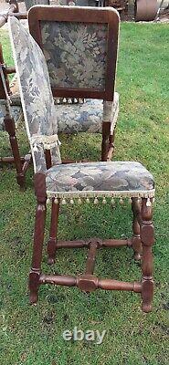 6 x vintage Upholstered Dining Chairs (french style) 2 carvers + 4 chairs