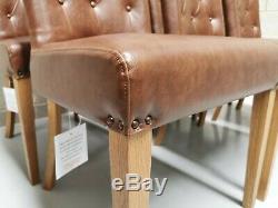 6x Bentley Designs Westbury Brown Tan Faux Leather Upholstered Dining Chairs
