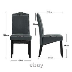 6x Black Grey Dining Chairs Velvet Leather Kitchen Dining Room Metal Wood Legs