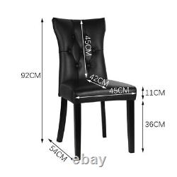 6x Black Grey Dining Chairs Velvet Leather Kitchen Dining Room Metal Wood Legs