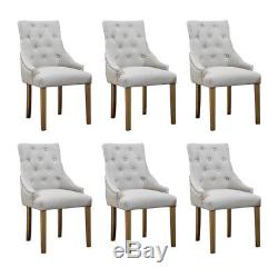 6x Curved Button Tufted Dining Chairs Fabric Upholstered Accent Lounge Armchair