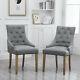 6x Dining Chairs Grey Fabric Upholstered Curved Button Tufted Accent Lounge Uk