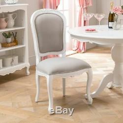 6x French Chateau White Painted Grey Upholstered Dining Chair- BRAND NEW- FW26-6