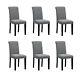6x Grey Fabric High Back Upholstered With Rivets Dining Chairs Wood Leg Diningroom