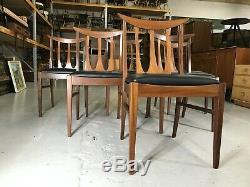6x NEWLY UPHOLSTERED G Plan Mid Century Dining Chairs Black Vinyl 60s 70s