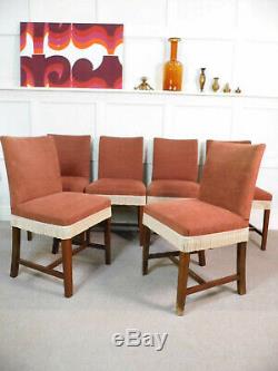 6x Vintage Retro re-upholstered dining saloon oak chairs 1960s broadroom chairs