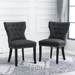 6x Wing Back Dining Chairs Fabric Upholstered Accent Dining Room Bedroom Kitchen