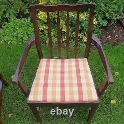 8 Antique Reproduction Upholstered Dining Chairs With Carvers
