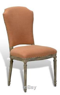 8 Casual Upholstered Dining Chair with Peach Pastel Fabric, Set of 8 side chairs