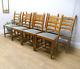 8 Ladder Back Oak Dining Farmhouse Chairs With Upholstered Seats 218
