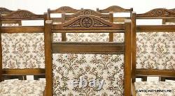 8 Old Charm Furniture Dining Chairs Tapestry Fabric Light Oak FREE UK Delivery